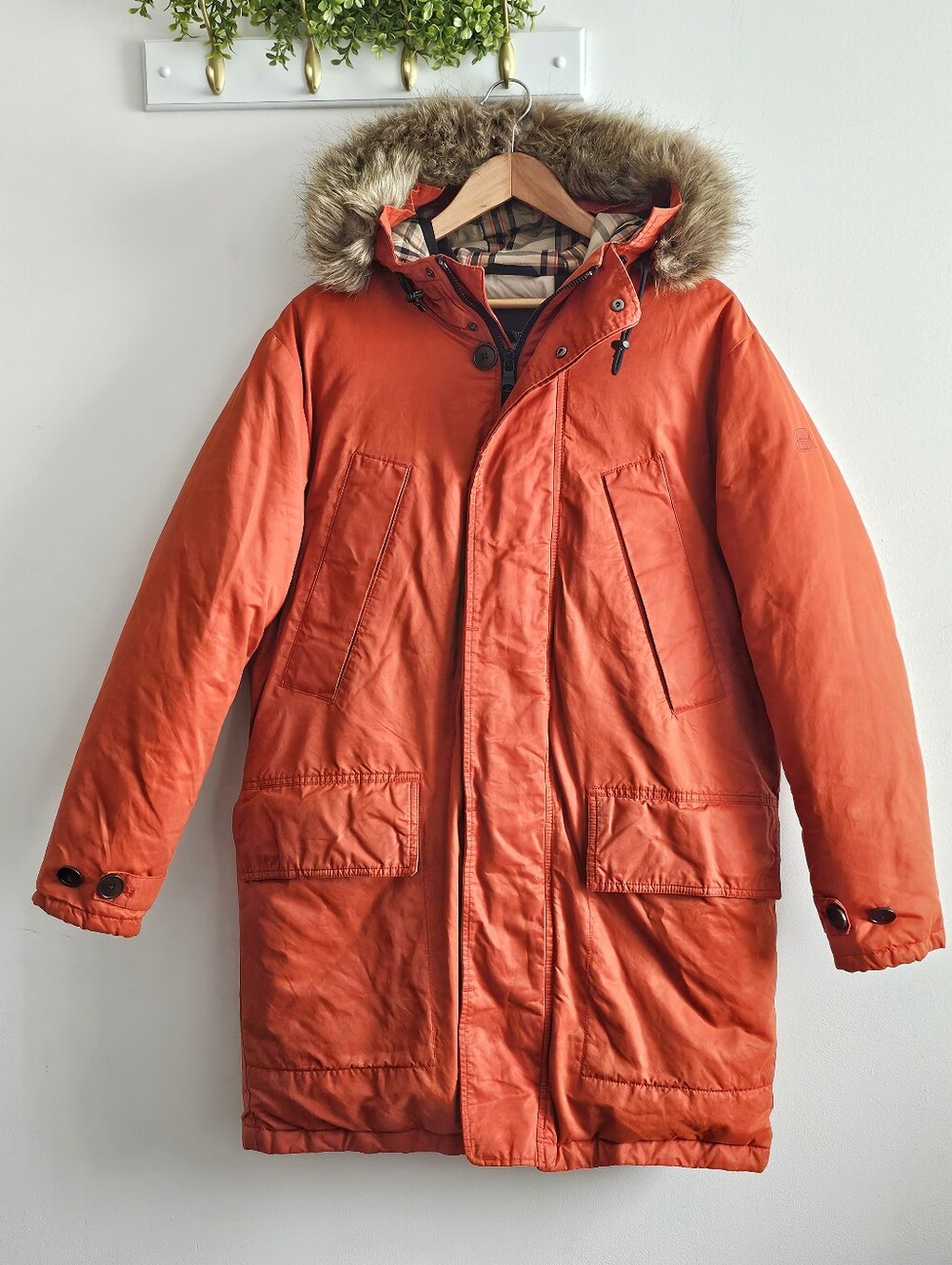Banana Republic Snorkel Parka Mens S Down Waxed Cotton Hooded Ski Snow Coat